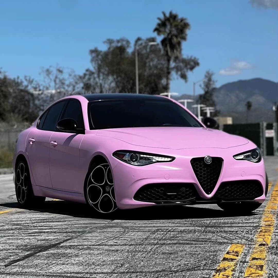 Pink Alfa Romeo Giulia full color change wrap
